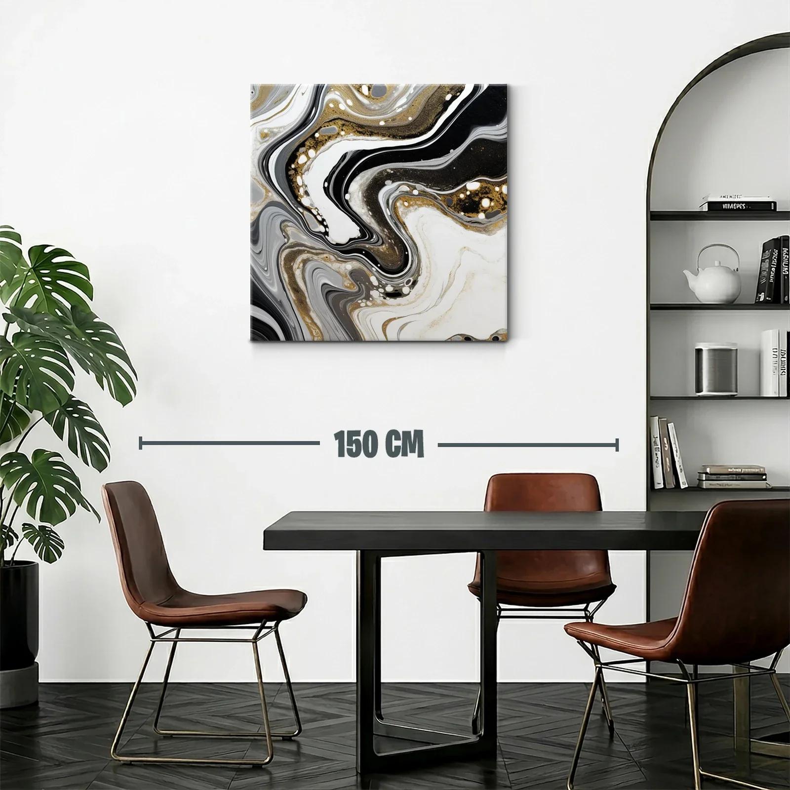 Abstracción en tonos negro blanco y dorado elegante y moderna — miniatura 2