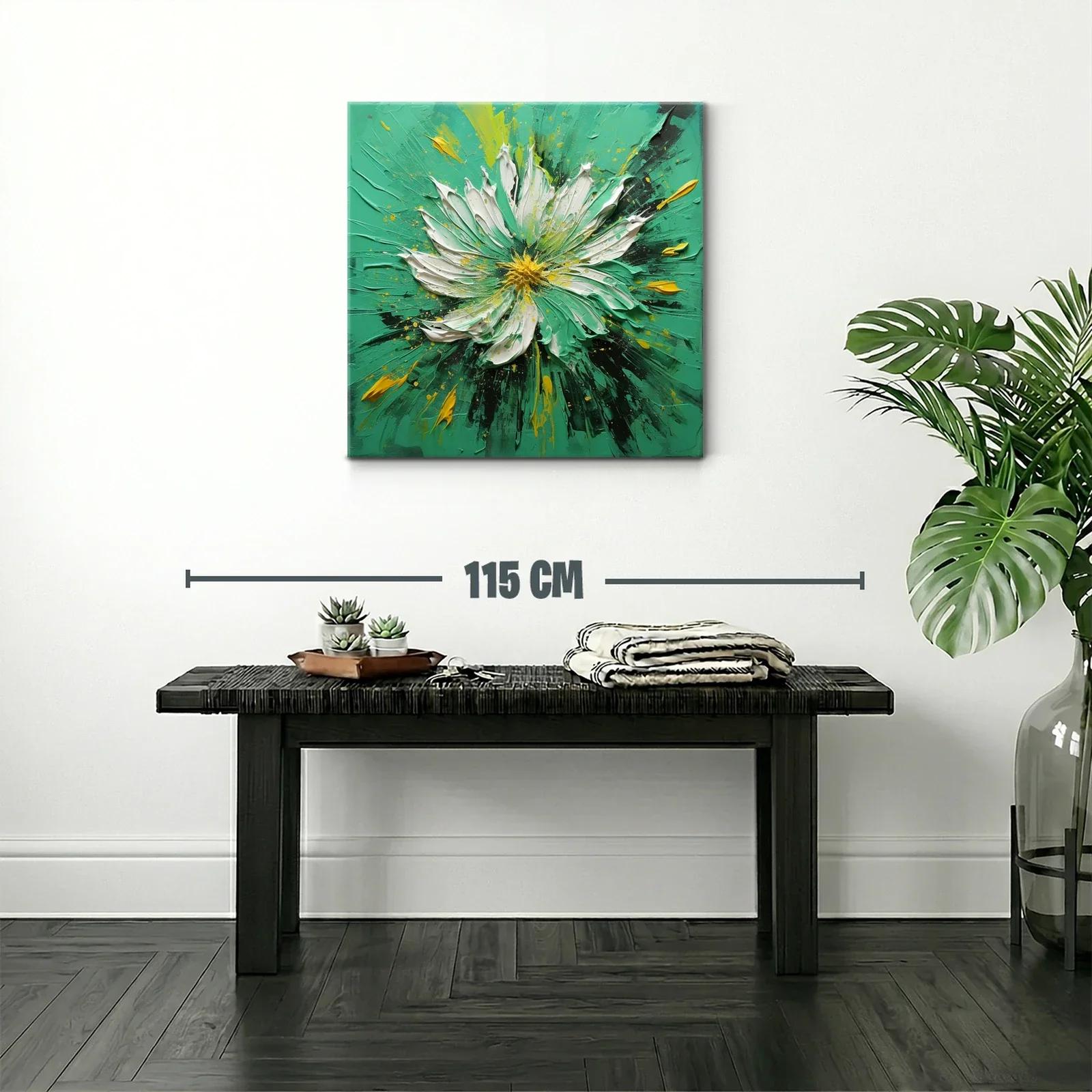 Cuadro floral vibrante en tonos verdes y amarillos — miniatura 2
