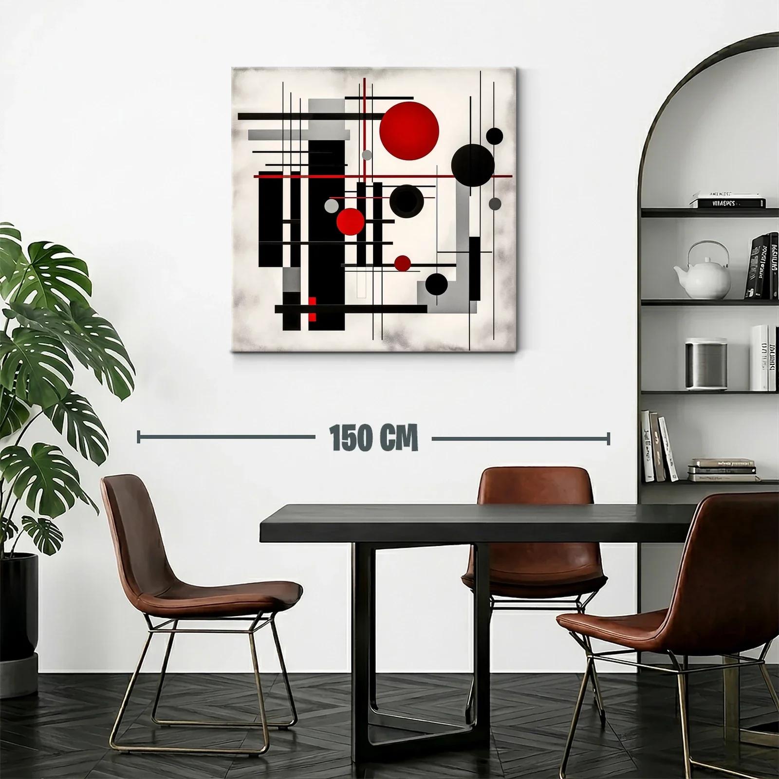 Composición geométrica con círculos y líneas rojas negras y grises — miniatura 2