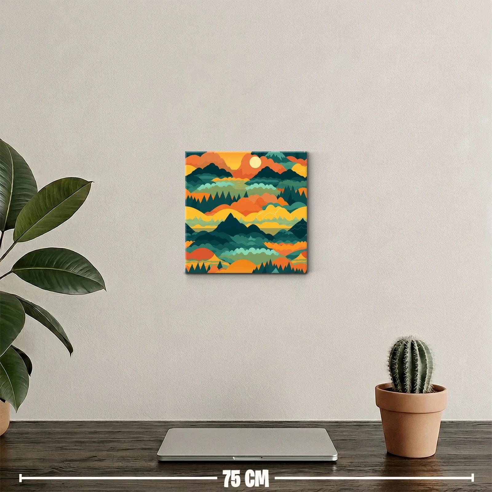 Paisaje abstracto de montañas con colores cálidos y vibrantes — miniatura 2