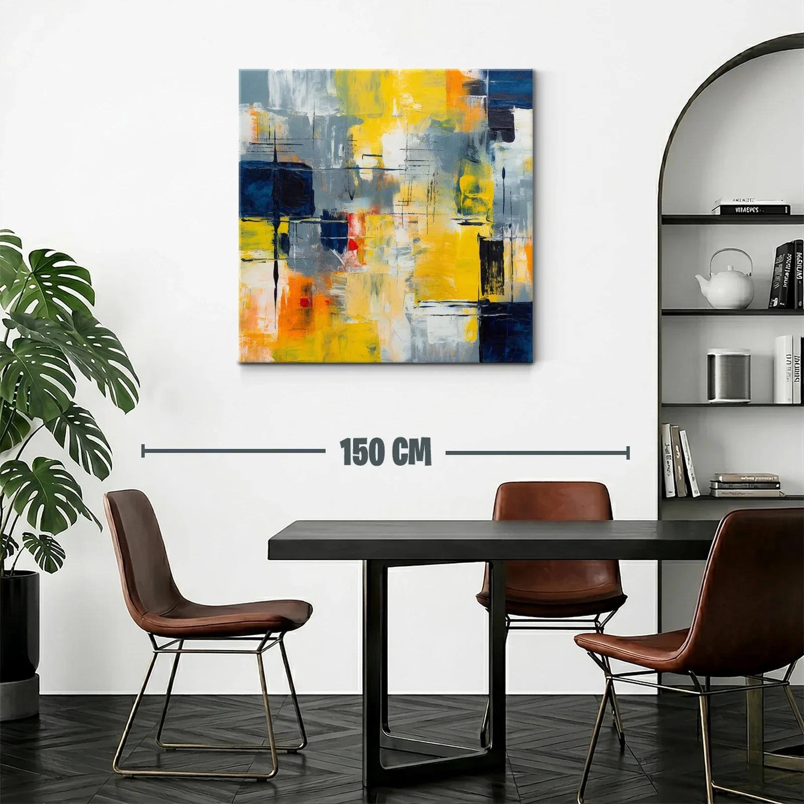Cuadro abstracto con tonos cálidos y gráficos dinámicos — miniatura 2
