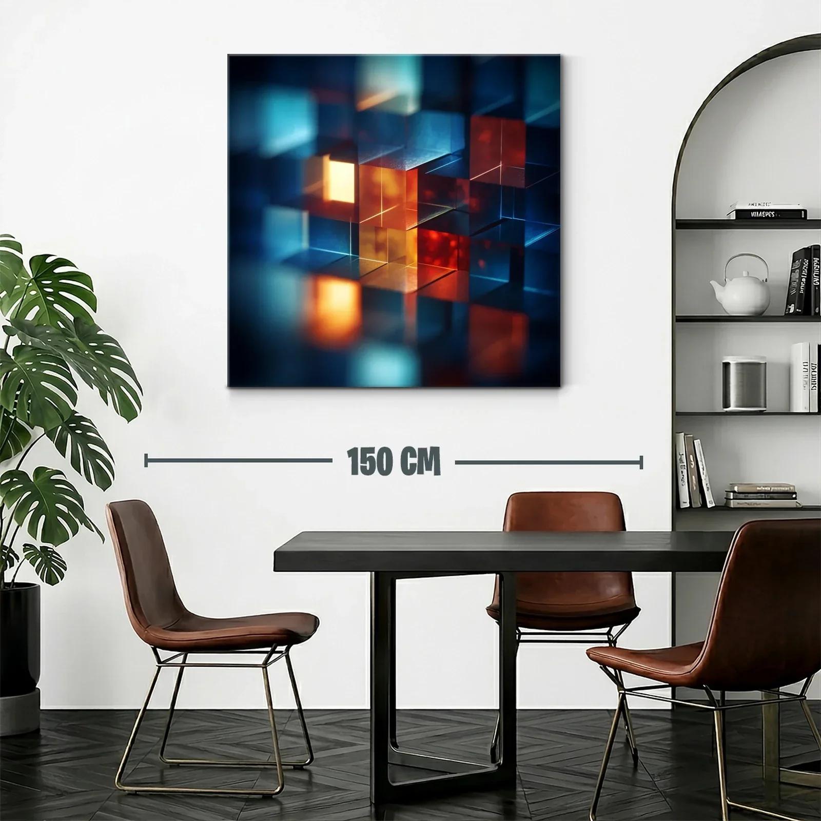 Composición abstracta de cubos iluminados en tonos cálidos y fríos — miniatura 2