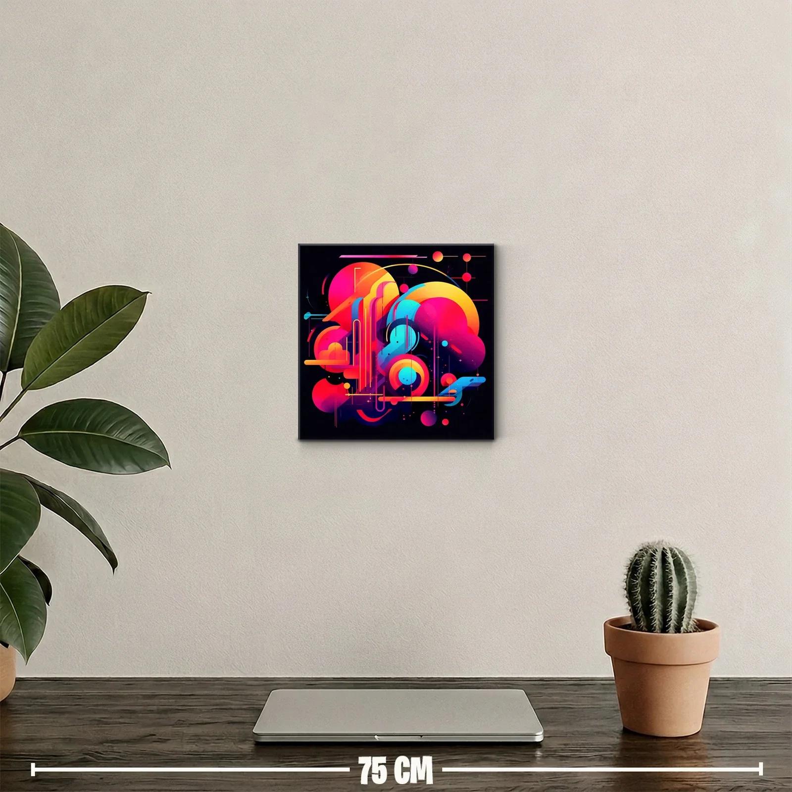 Cuadro abstracto con formas geométricas y colores vibrantes — miniatura 2