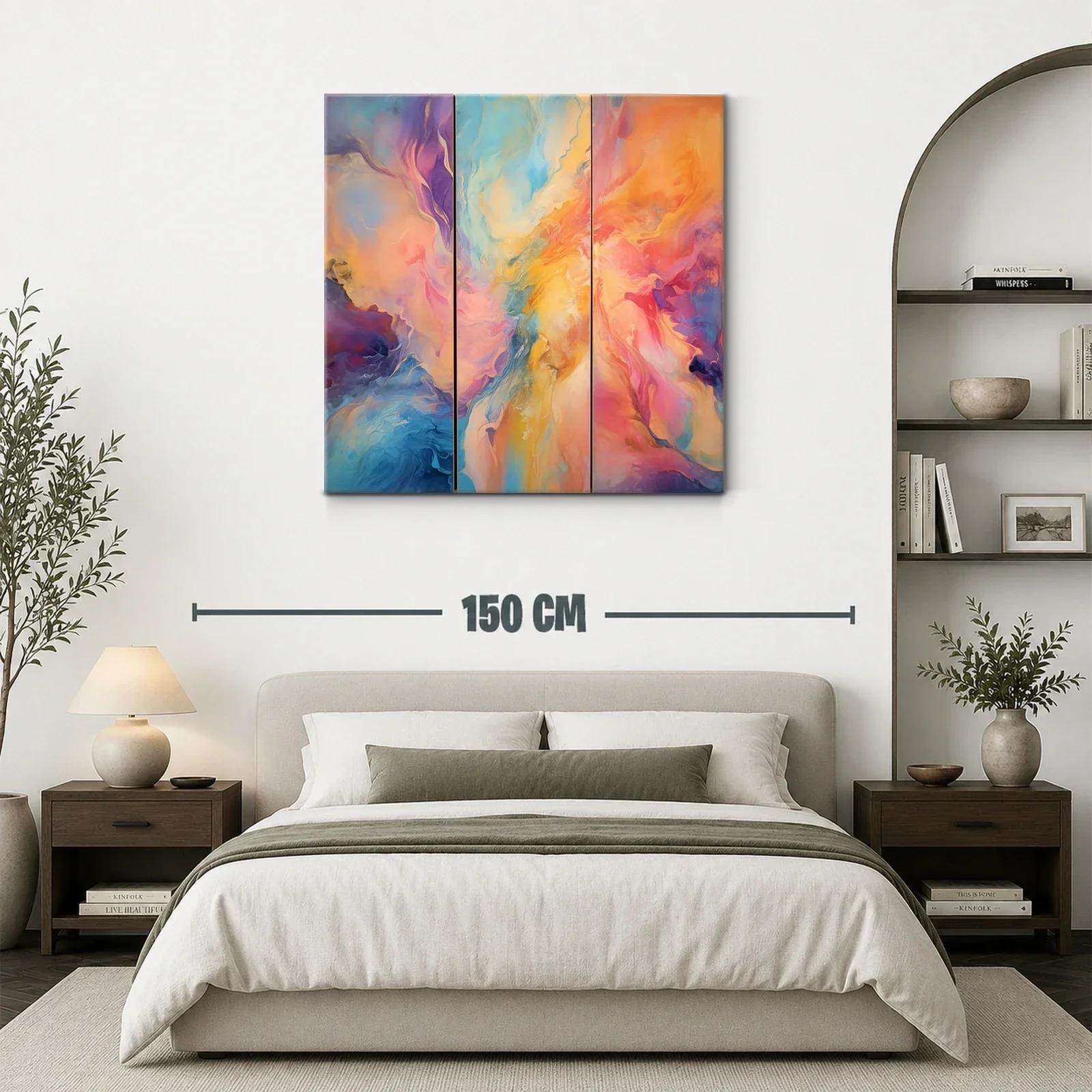 Cuadro abstracto en tonos cálidos y fríos vibrantes — miniatura 3