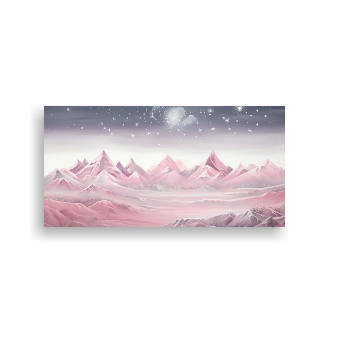 Cuadro cordillera de montañas rosadas con corazón brillante — imagen principal