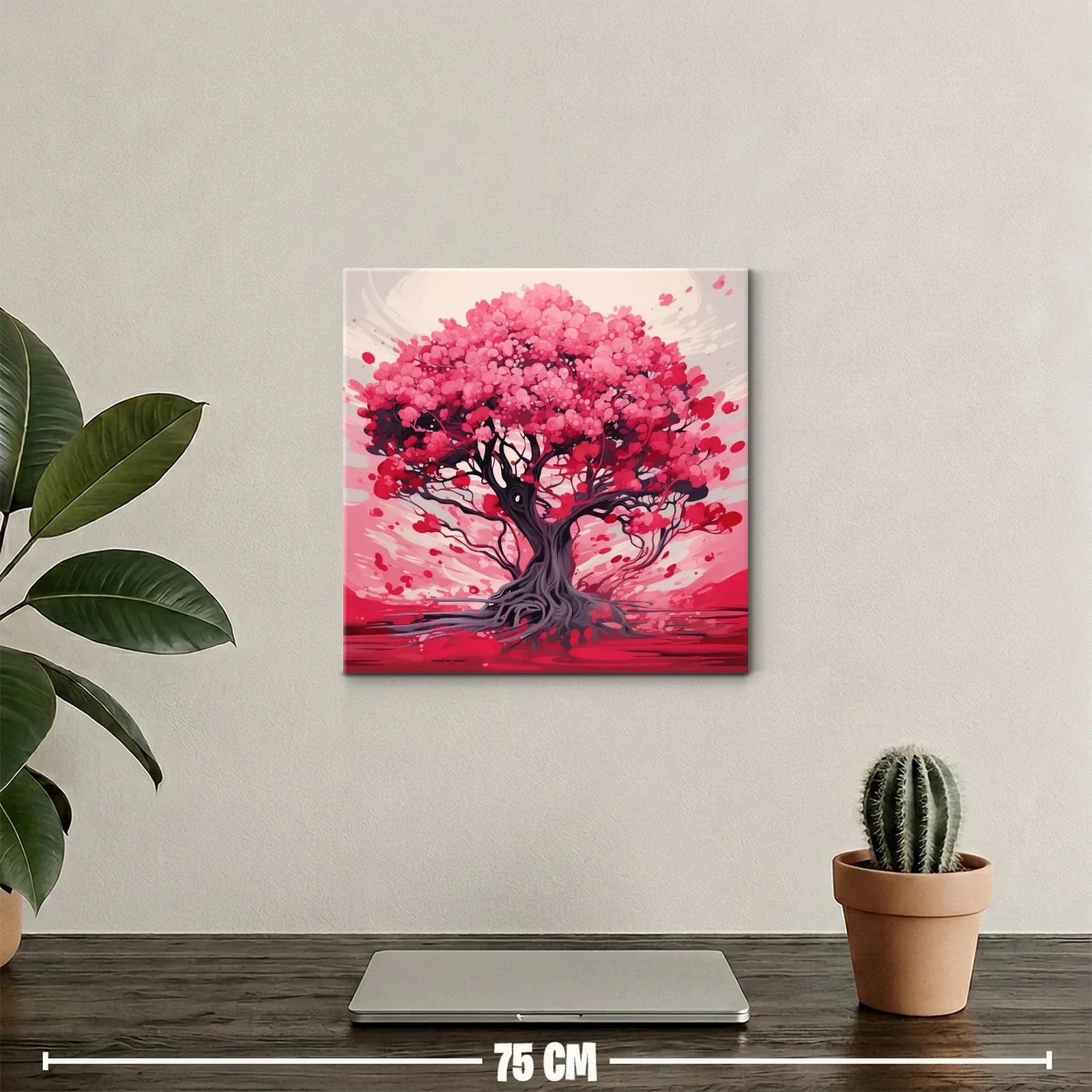 Árbol vibrante con tonos rosas y rojos intensos — miniatura 2