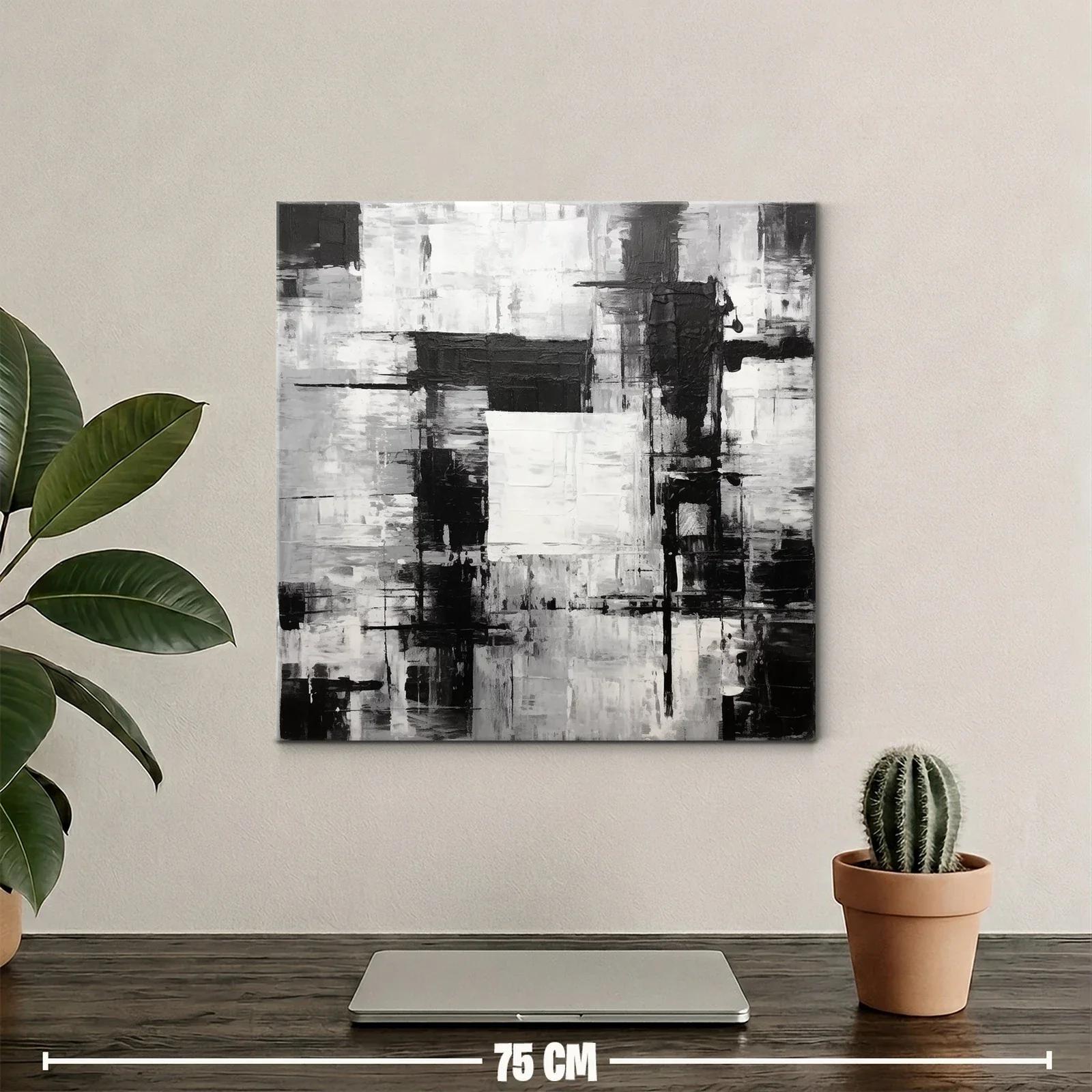 Cuadro Abstracto en Blanco Negro con Contrastes Intensos — miniatura 2