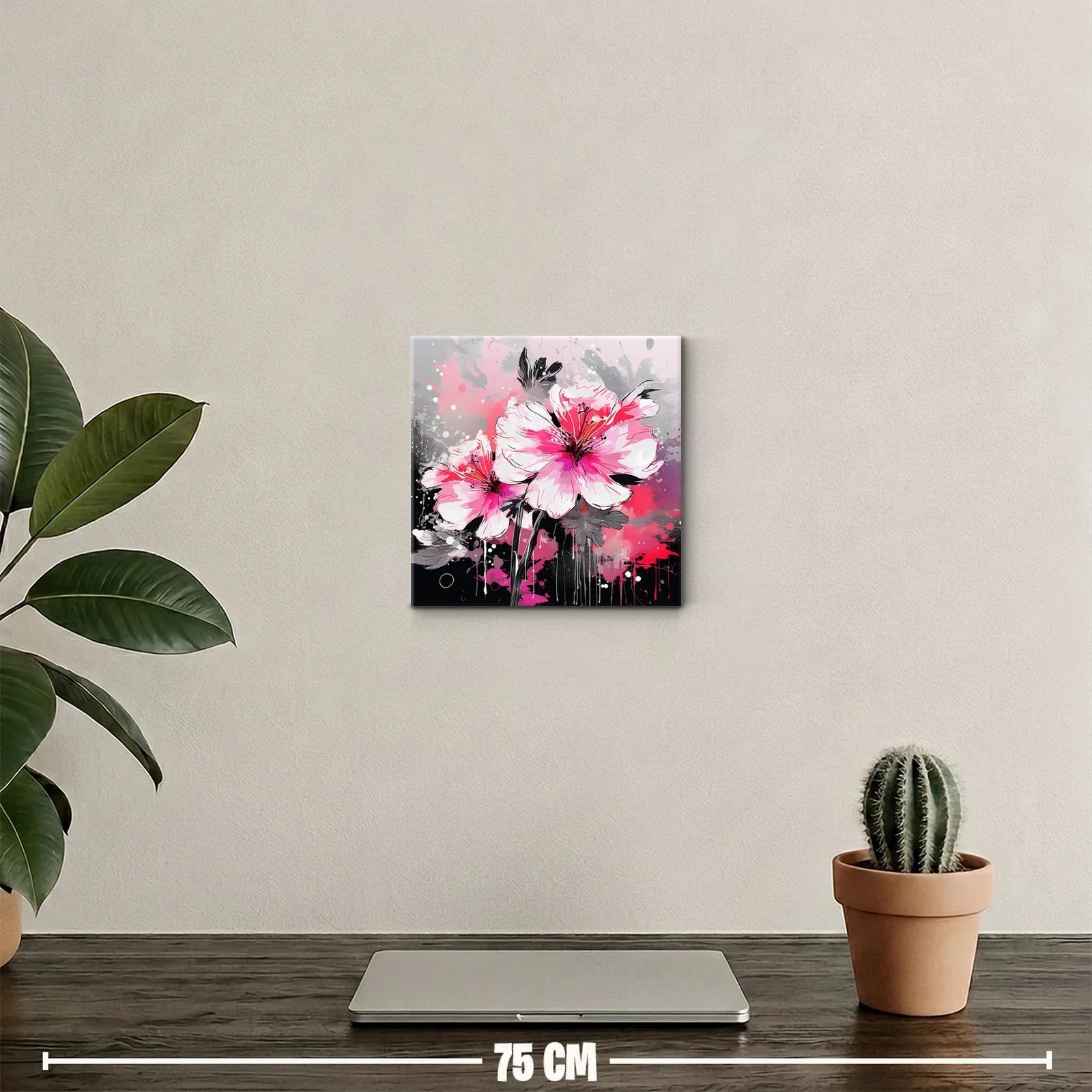 Flores vibrantes en tonos rosas y grises modernos — miniatura 2