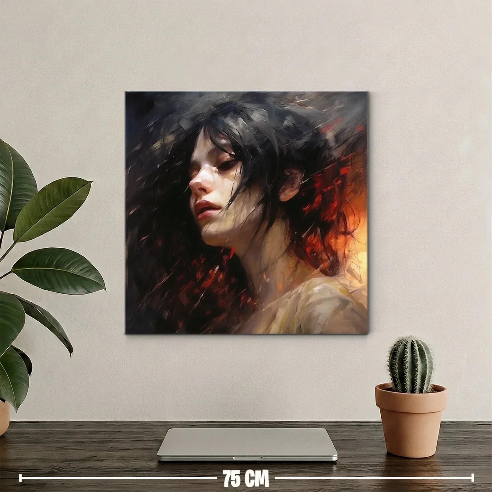 Retrato expresivo de mujer en tonos cálidos y oscuros — miniatura 2