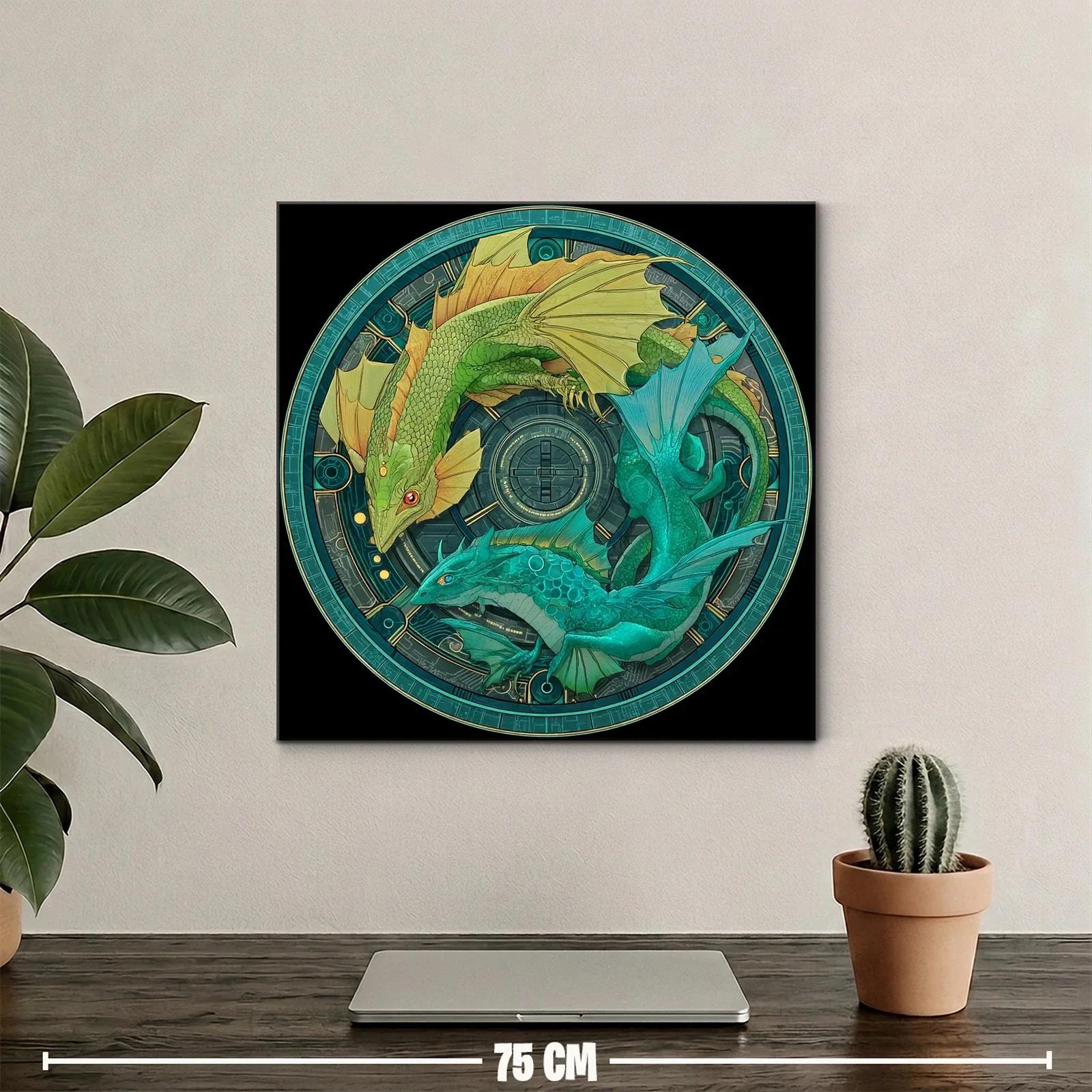 Dragones circulares en tonos verdes y azules místicos — miniatura 2