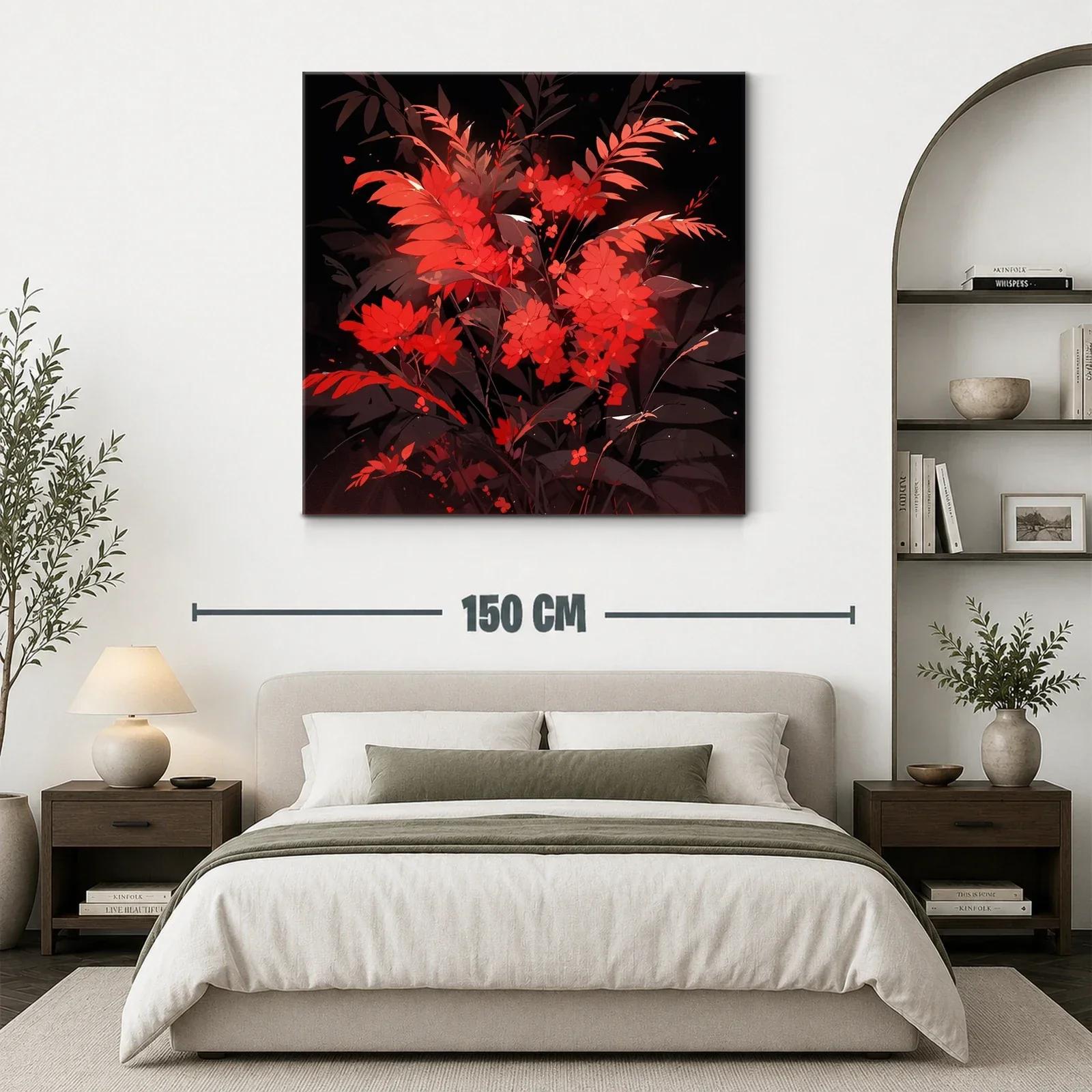 Ramo vibrante con flores rojas sobre fondo oscuro — miniatura 3