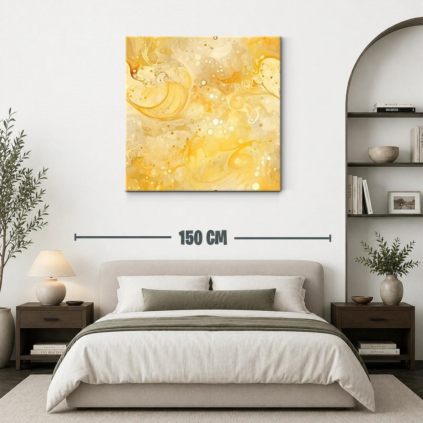 Cuadro abstracto con tonos amarillos y beige vibrantes — miniatura 3