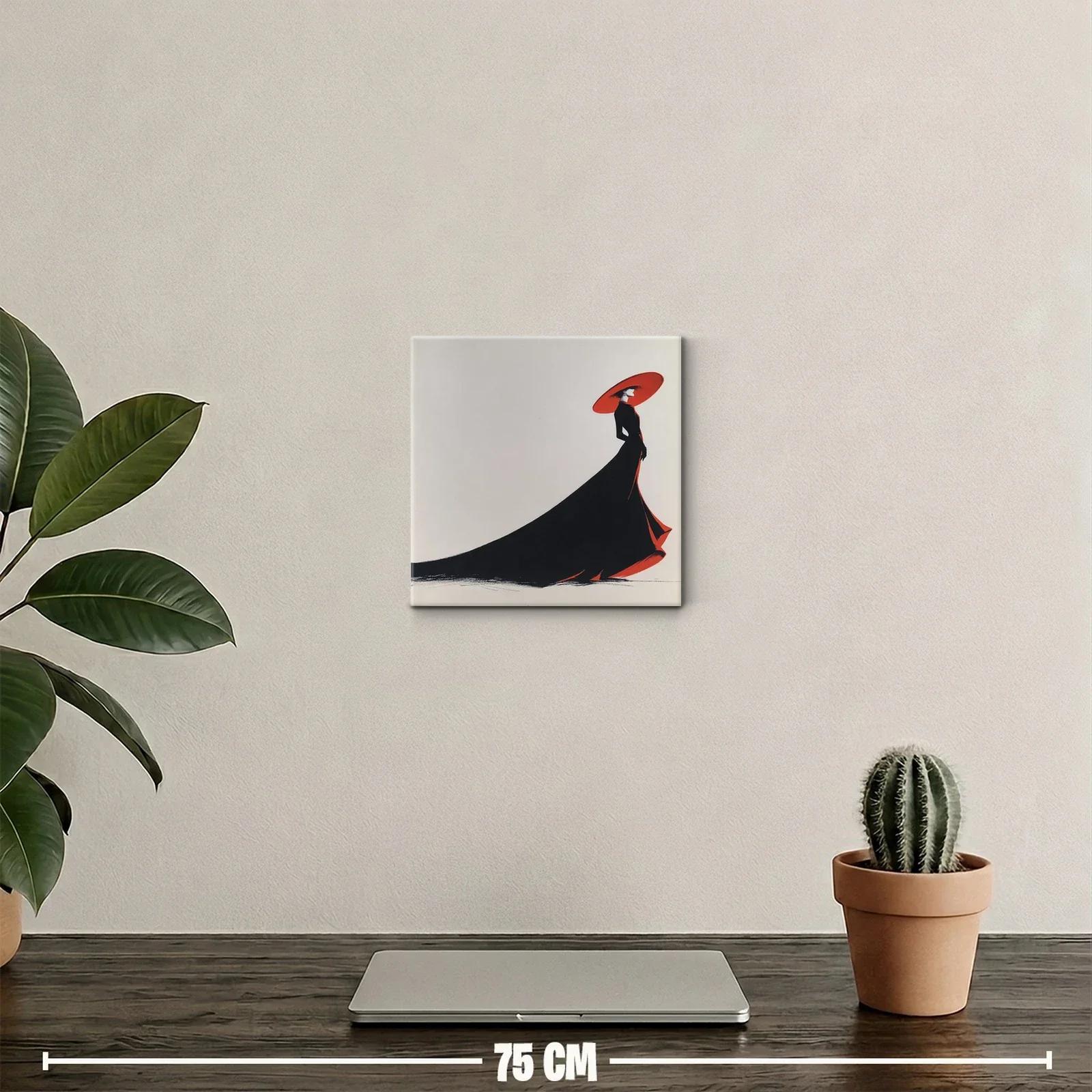 Elegancia y sofisticación en figura femenina con gran sombrero rojo — miniatura 2