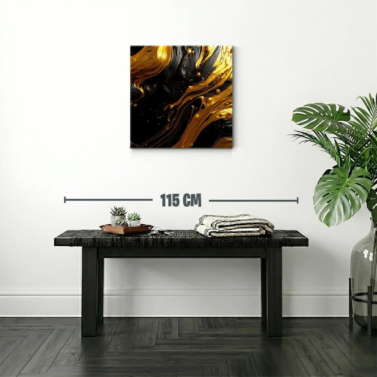 Composición abstracta en dorado y negro con textura fluida — miniatura 2
