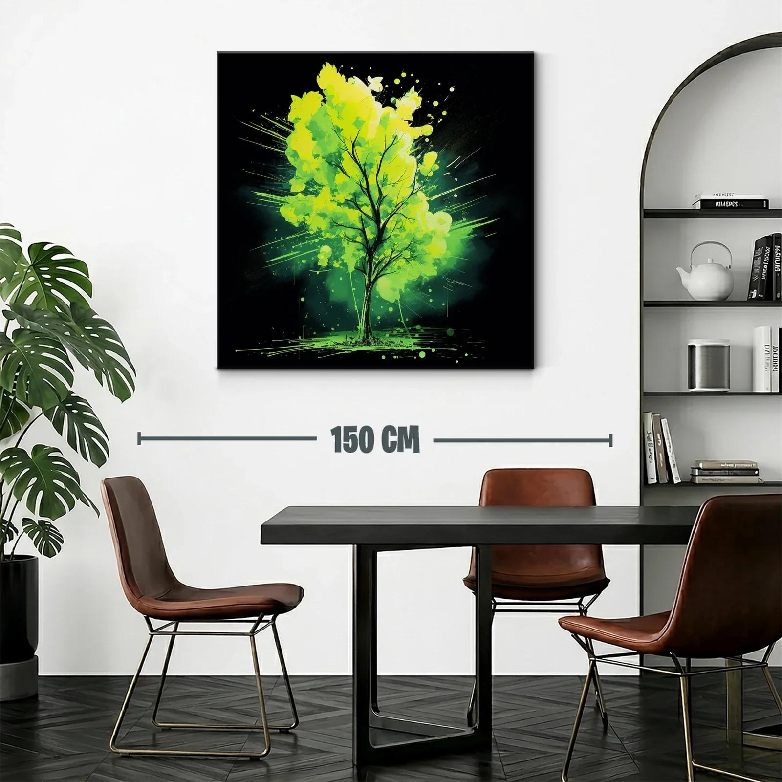Cuadro vibrante de árbol con tonos verdes y negros — miniatura 2