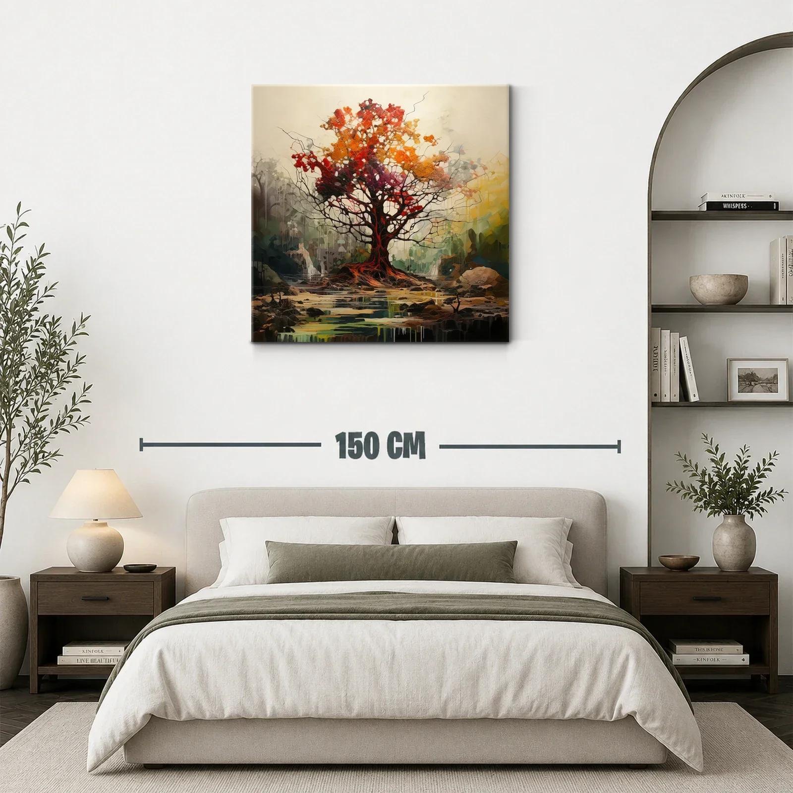 Árbol vibrante con tonos otoñales en paisaje sereno — miniatura 3