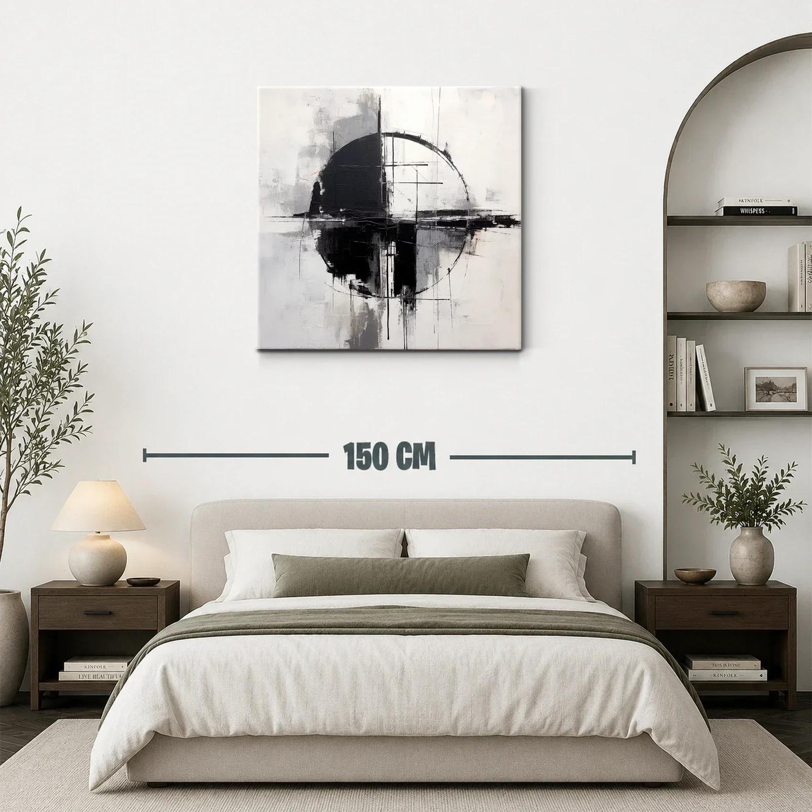 Arte Abstracto Geométrico en Blanco y Negro Equilibrado — miniatura 3