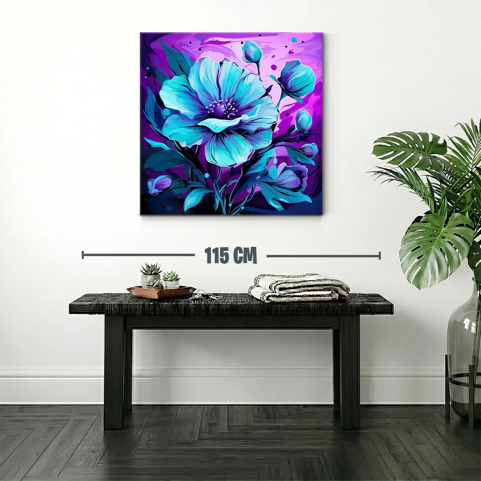 Flor azul vibrante con fondo púrpura intenso — miniatura 2