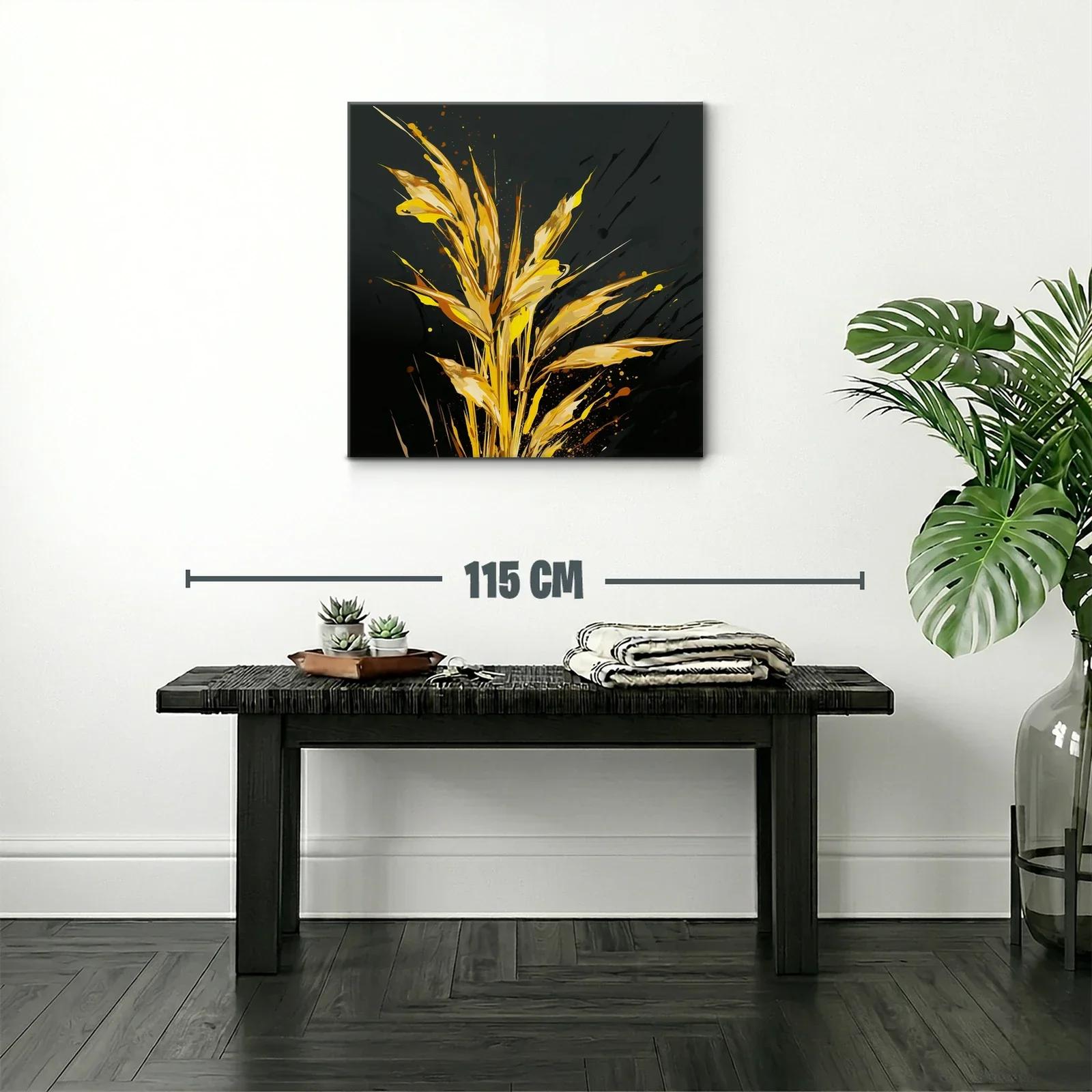 Cuadro con inspiración natural en tonos dorados y negros — miniatura 2