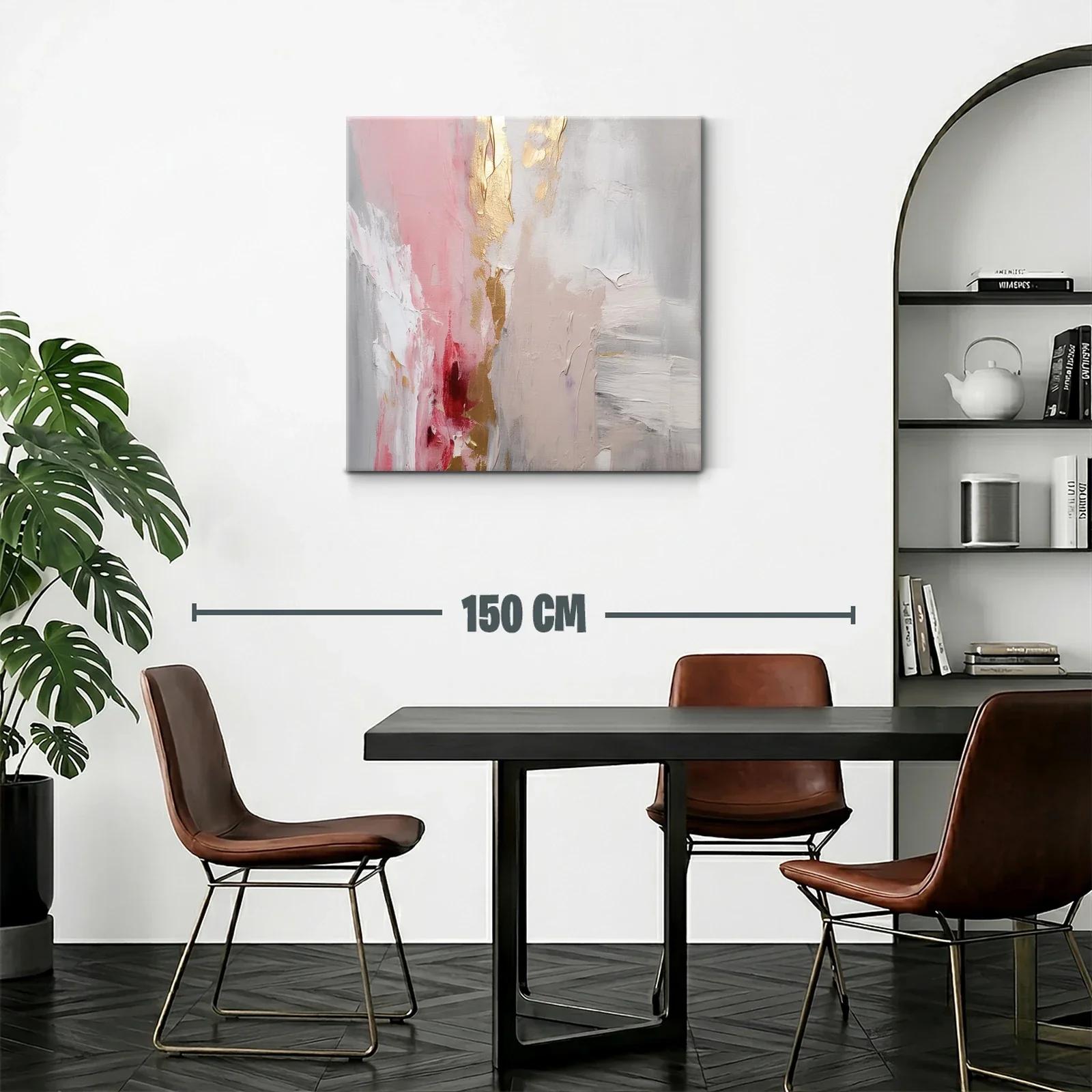 Cuadro abstracto en tonos rosas y dorados elegantes — miniatura 2