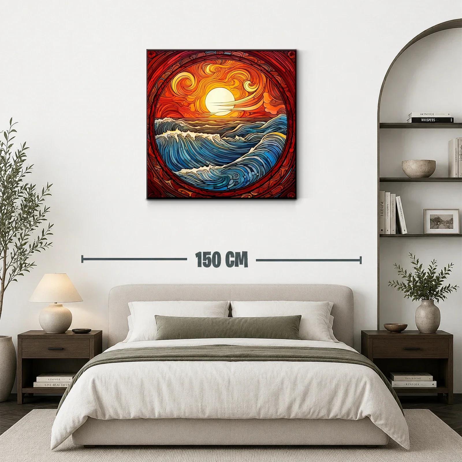 Paisaje vibrante de mar y sol en tonos cálidos y azules — miniatura 3